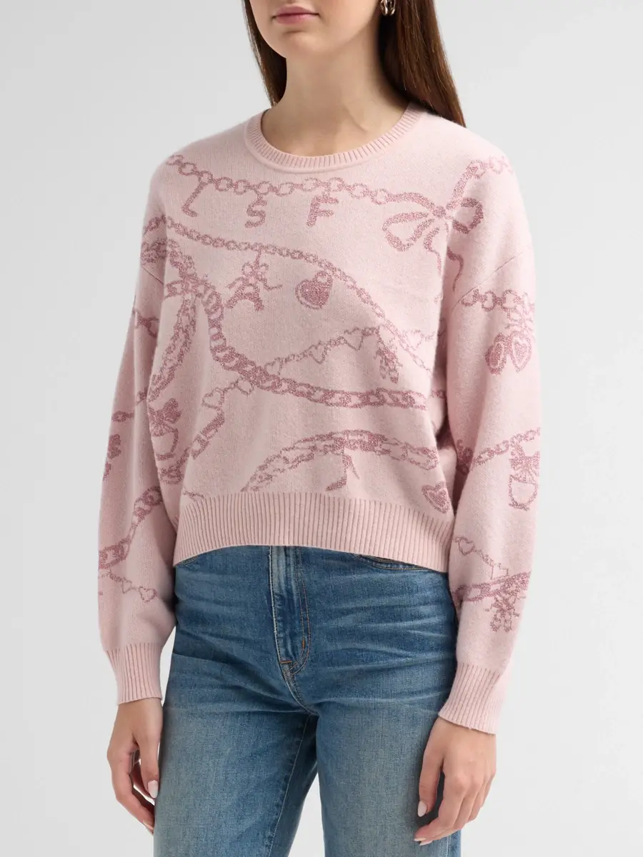 LoveShackFancy Women's Calindra Metallic Wool-Blend Crewneck Sweater | Thumbnail 4 LoveShackFancy Women's Calindra Metallic Wool-Blend Crewneck Sweater | Thumbnail 4