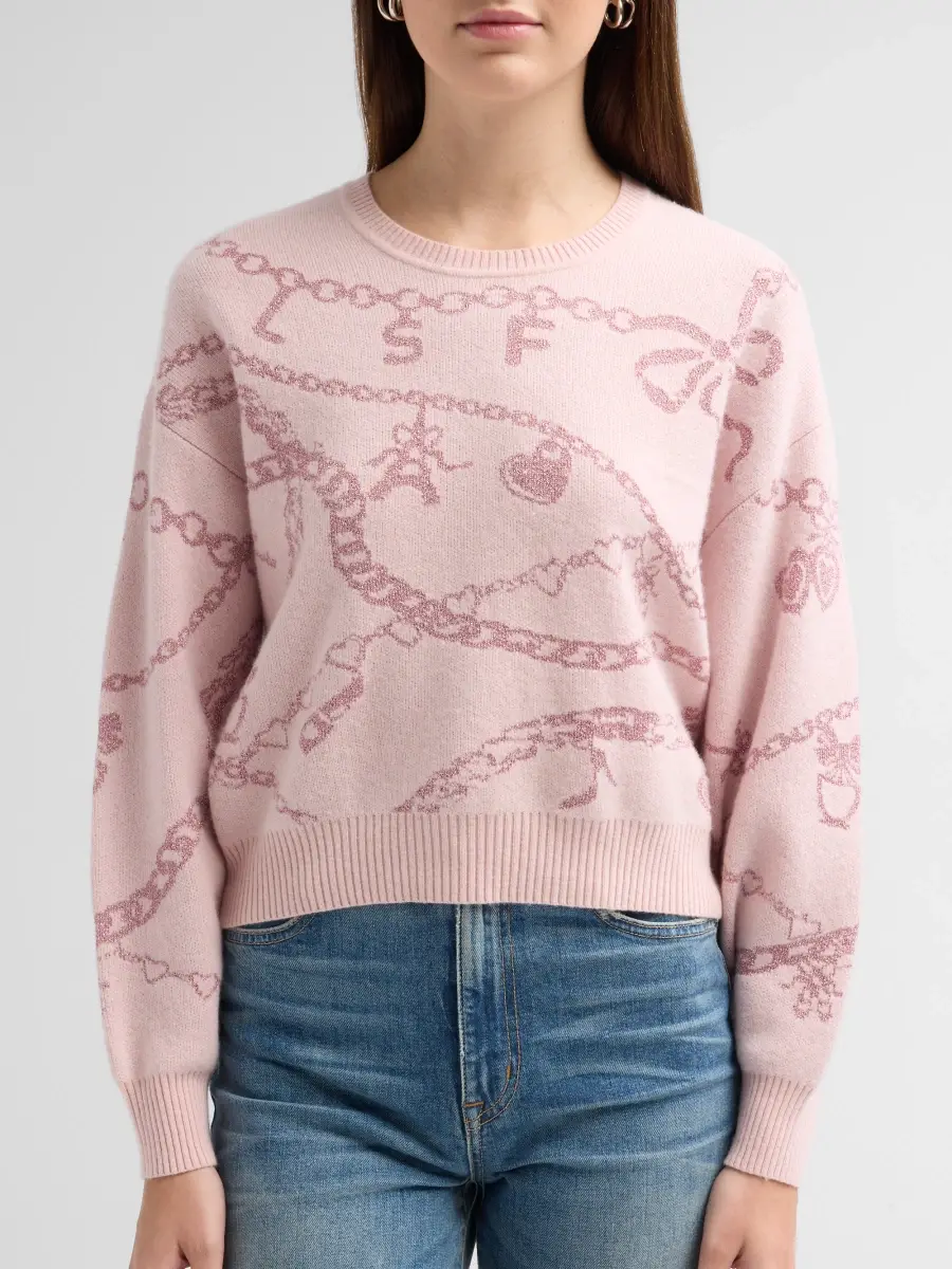 LoveShackFancy Women's Calindra Metallic Wool-Blend Crewneck Sweater | Thumbnail 5 LoveShackFancy Women's Calindra Metallic Wool-Blend Crewneck Sweater | Thumbnail 5