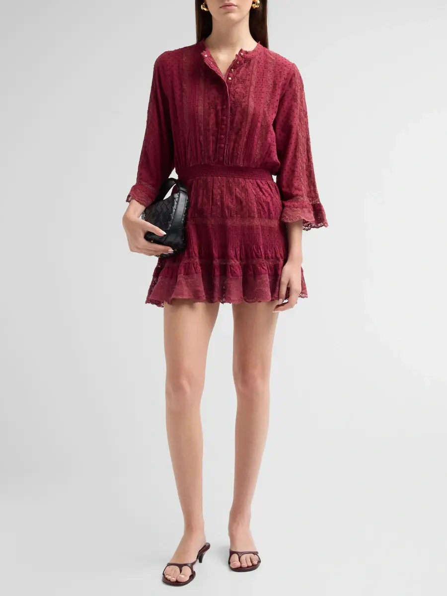 LoveShackFancy Women's Vesna Embroidered Cotton Mini Dress | Thumbnail 2 LoveShackFancy Women's Vesna Embroidered Cotton Mini Dress | Thumbnail 2