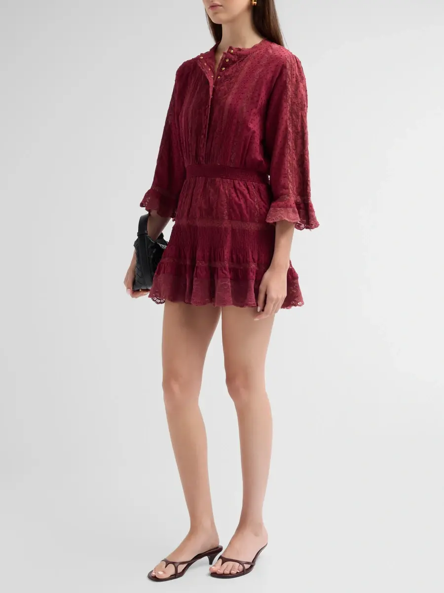LoveShackFancy Women's Vesna Embroidered Cotton Mini Dress | Thumbnail 4 LoveShackFancy Women's Vesna Embroidered Cotton Mini Dress | Thumbnail 4