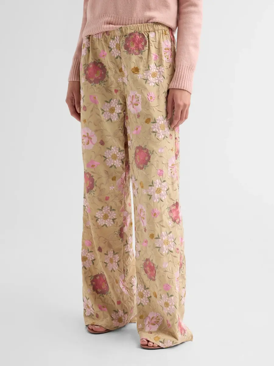 LoveShackFancy Women's Janae Floral Embroidered Pants | Thumbnail 4 LoveShackFancy Women's Janae Floral Embroidered Pants | Thumbnail 4