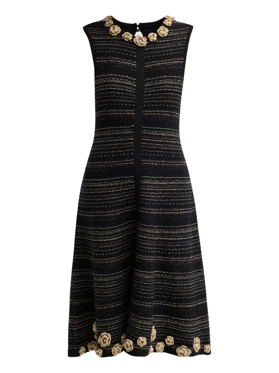 Women's 3D Floral Striped Cotton Midi Dress