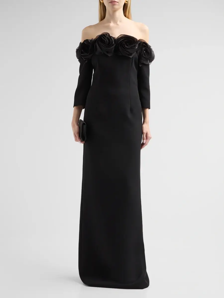 Teri Jon by Rickie Freeman Women's Floral Crêpe Off-The-Shoulder Gown | Thumbnail 2
