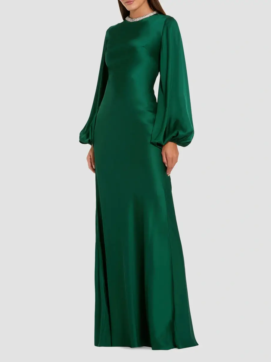 Mac Duggal Women's Ieena Satin Sheath Gown | Thumbnail 3 Mac Duggal Women's Ieena Satin Sheath Gown | Thumbnail 3