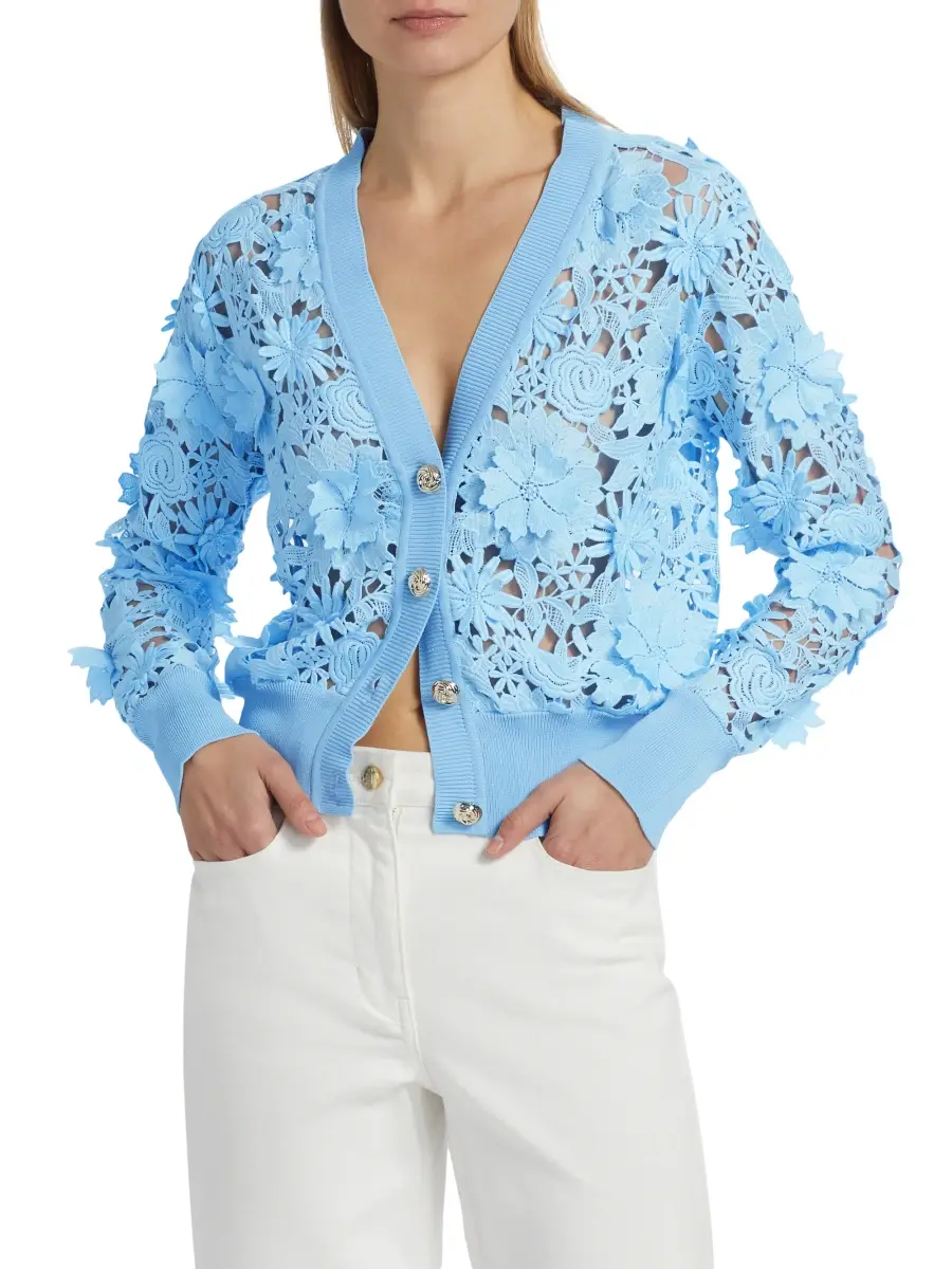 Generation Love Women's Harlow Floral Lace Appliqué Cardigan | Thumbnail 3 Generation Love Women's Harlow Floral Lace Appliqué Cardigan | Thumbnail 3