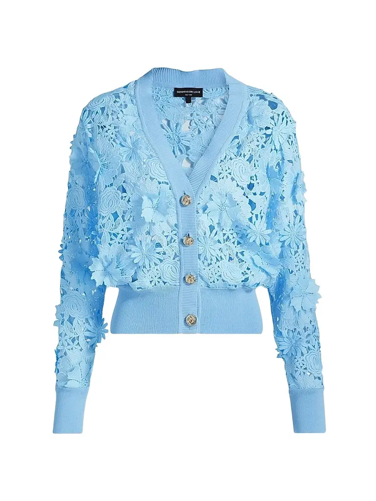 Generation Love Women's Harlow Floral Lace Appliqué Cardigan