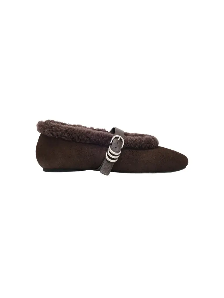 rag & bone Women's Spire Shearling-Trim Suede Mary Janes