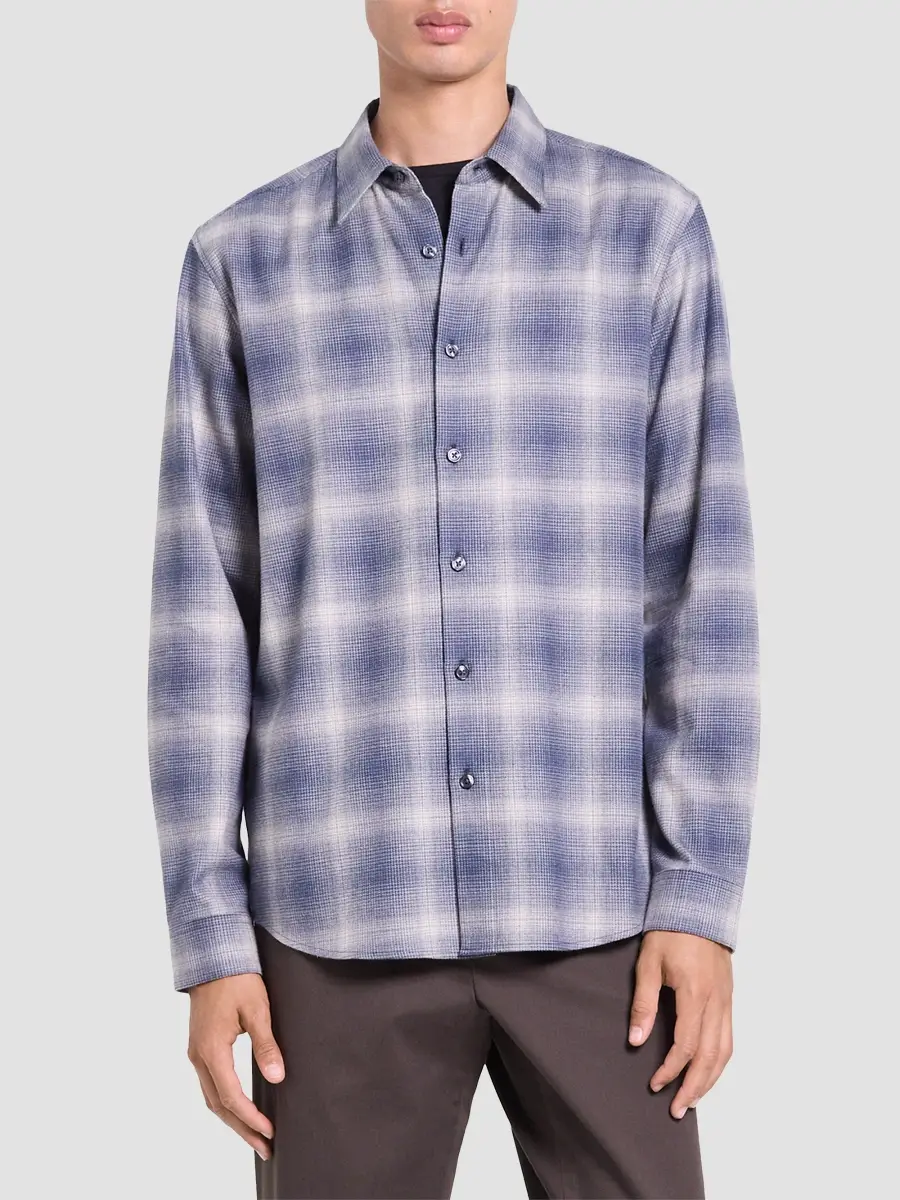 Theory Men's Irving Shadow Plaid Cotton Shirt | Thumbnail 4 Theory Men's Irving Shadow Plaid Cotton Shirt | Thumbnail 4