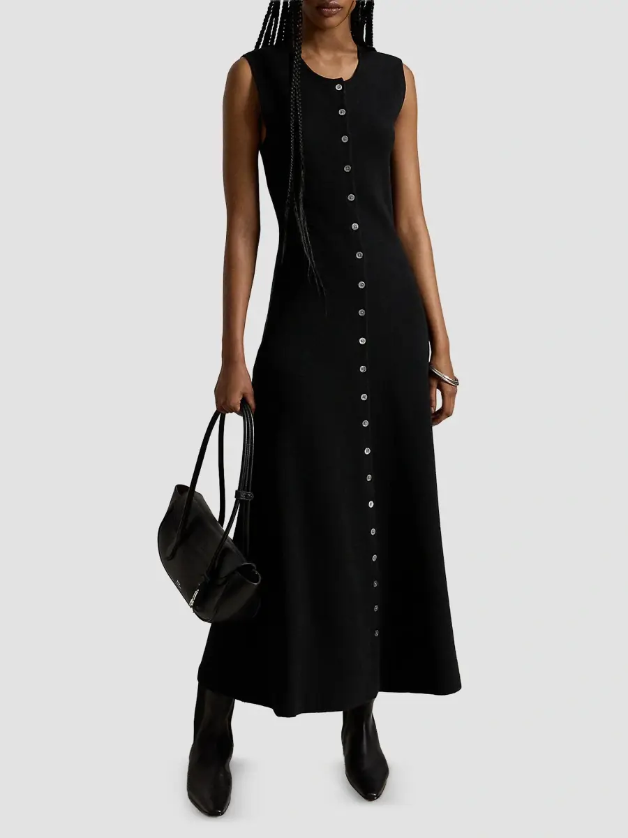 Polo Ralph Lauren Women's Wool-Blend Buttoned Midi Dress | Thumbnail 2 Polo Ralph Lauren Women's Wool-Blend Buttoned Midi Dress | Thumbnail 2