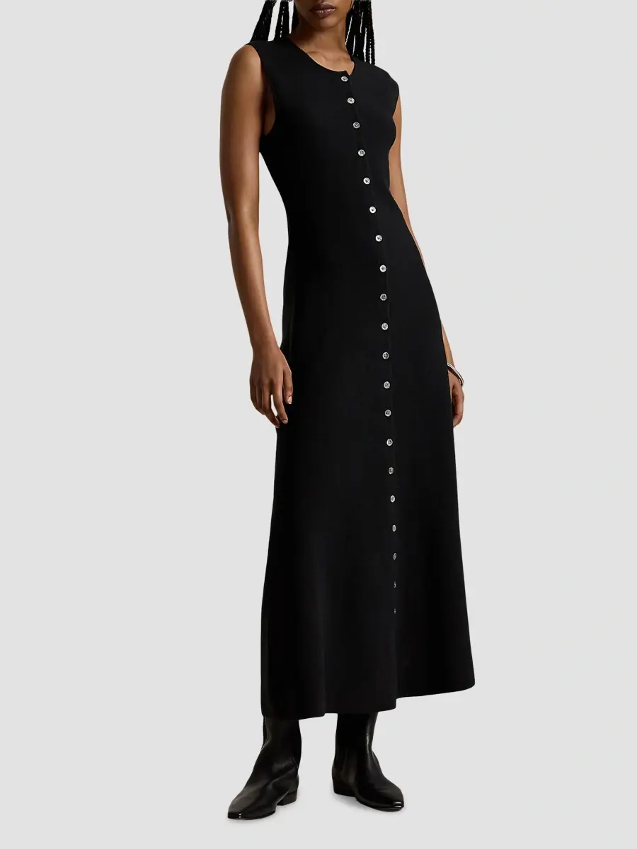 Polo Ralph Lauren Women's Wool-Blend Buttoned Midi Dress | Thumbnail 4 Polo Ralph Lauren Women's Wool-Blend Buttoned Midi Dress | Thumbnail 4