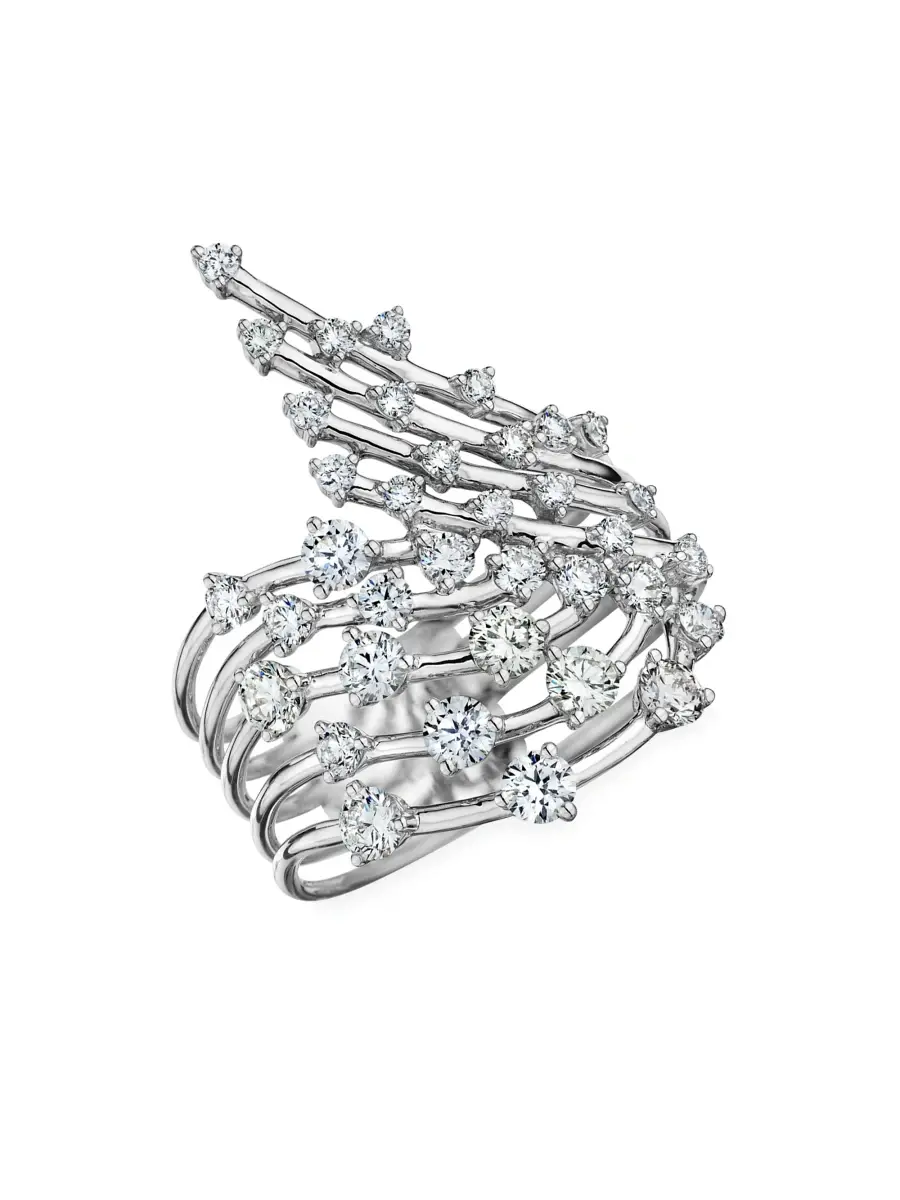 Women's Luminus 18K White Gold & Diamond Wavy Wrap Ring Women's Luminus 18K White Gold & Diamond Wavy Wrap Ring