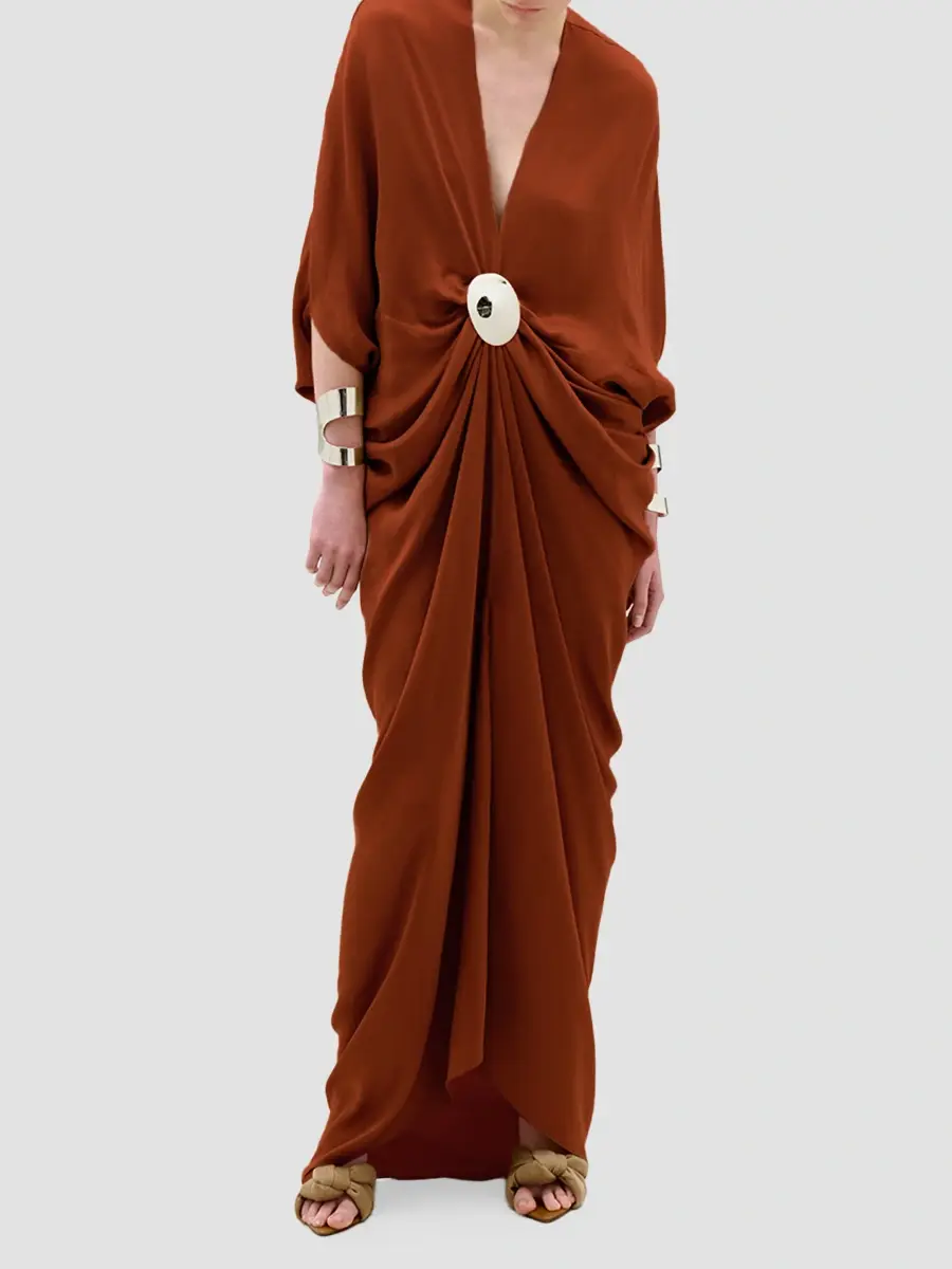 Silvia Tcherassi Women's Fiore Satin Tunic Maxi Dress | Thumbnail 2