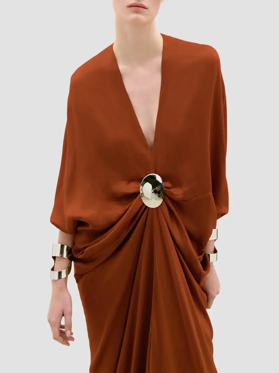 Silvia Tcherassi Women's Fiore Satin Tunic Maxi Dress | Thumbnail 4