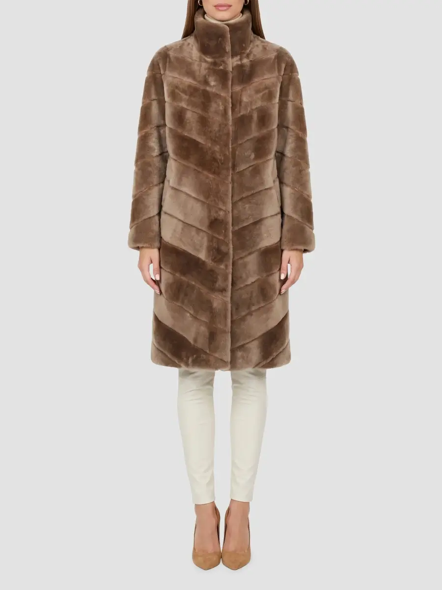 Gorski Women's Reversible Merino Shearling Lamb Chevron Short Coat | Thumbnail 2 Gorski Women's Reversible Merino Shearling Lamb Chevron Short Coat | Thumbnail 2