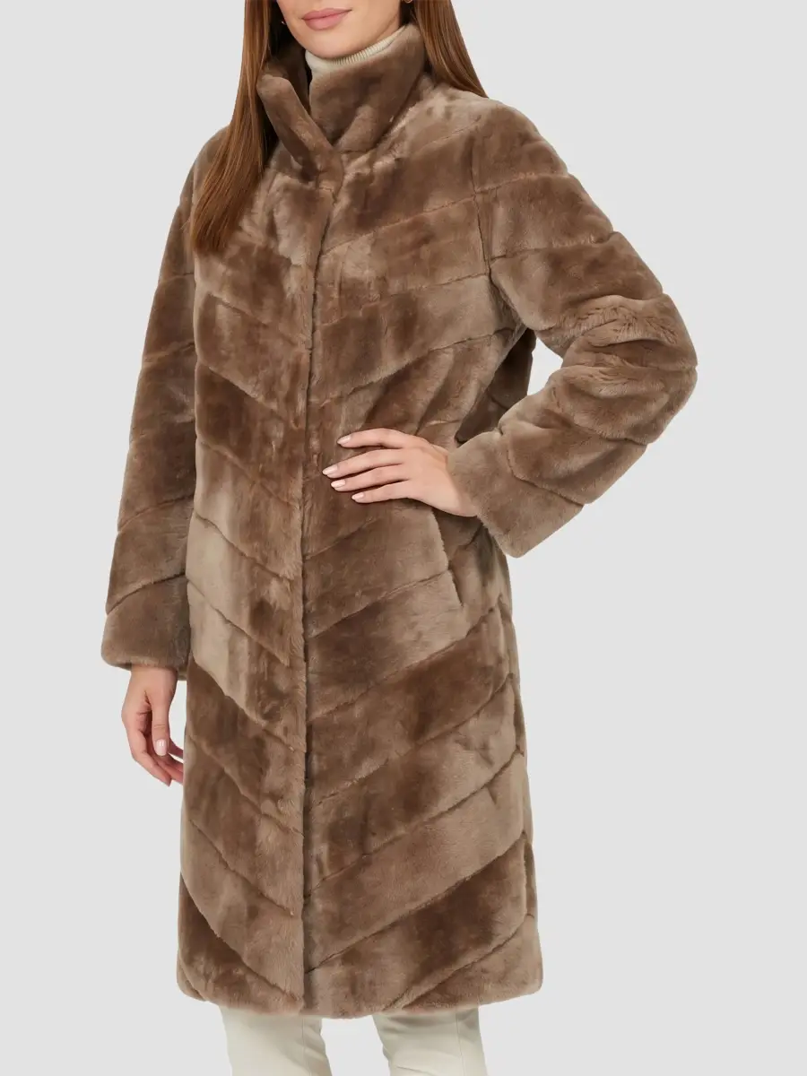Gorski Women's Reversible Merino Shearling Lamb Chevron Short Coat | Thumbnail 4 Gorski Women's Reversible Merino Shearling Lamb Chevron Short Coat | Thumbnail 4
