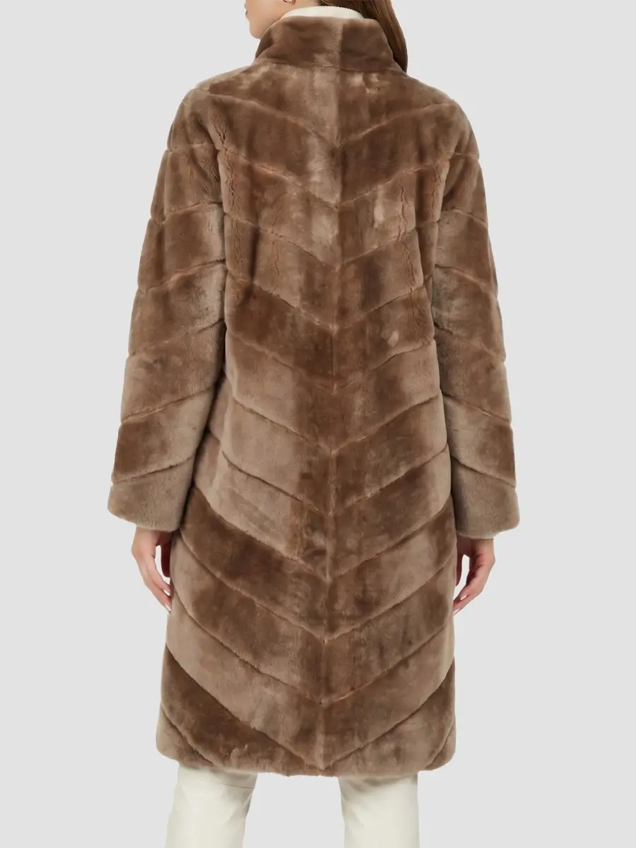 Gorski Women's Reversible Merino Shearling Lamb Chevron Short Coat | Thumbnail 5 Gorski Women's Reversible Merino Shearling Lamb Chevron Short Coat | Thumbnail 5