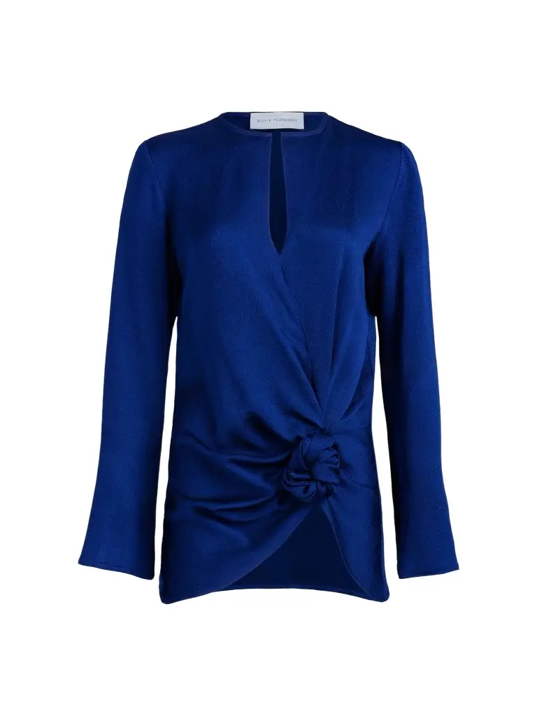 Silvia Tcherassi Women's Tayra Knotted Keyhole Blouse