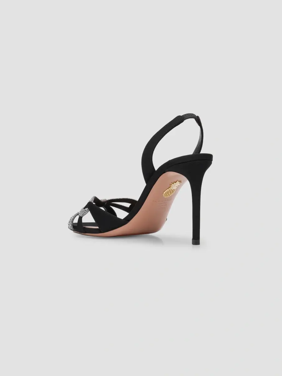 Aquazzura Women's Ribbon Kiss 85MM Crystal-Embellished Slingback Sandals | Thumbnail 4