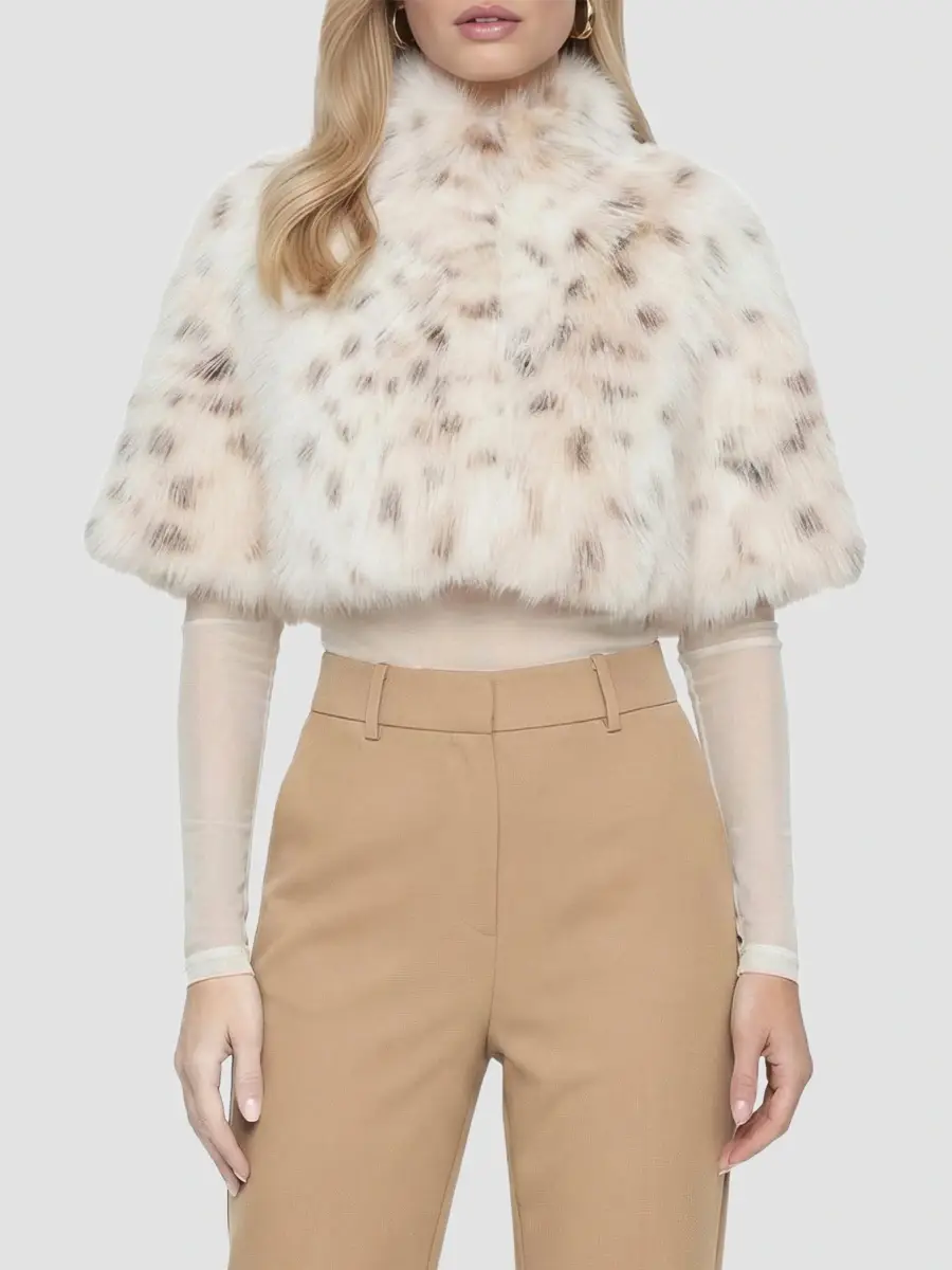 Lyla Grant Women's Faux Fur Lynx Belly Bolero Coat | Thumbnail 3 Lyla Grant Women's Faux Fur Lynx Belly Bolero Coat | Thumbnail 3