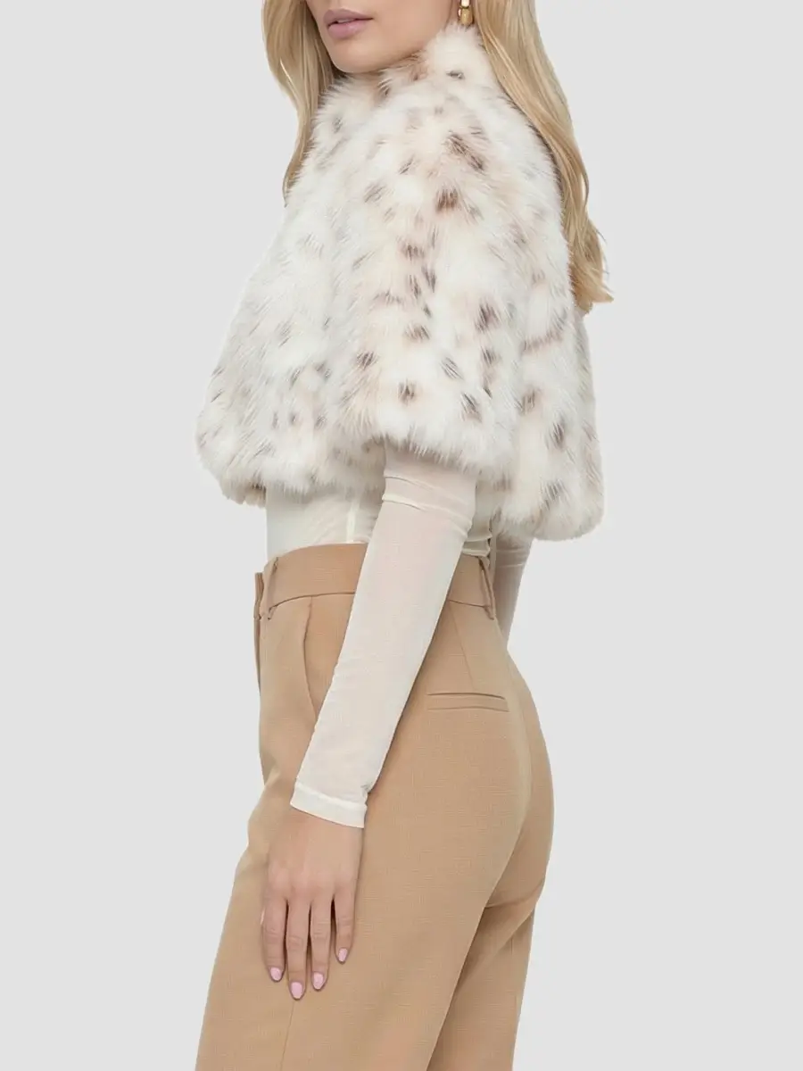 Lyla Grant Women's Faux Fur Lynx Belly Bolero Coat | Thumbnail 4 Lyla Grant Women's Faux Fur Lynx Belly Bolero Coat | Thumbnail 4