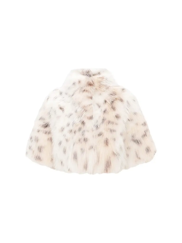 Lyla Grant Women's Faux Fur Lynx Belly Bolero Coat