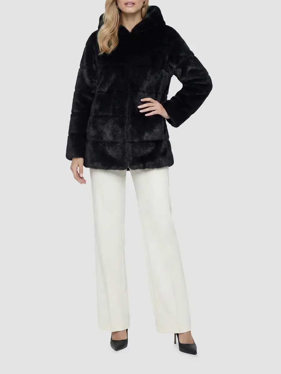 Lyla Grant Women's Faux Fur Mink Jacket with Hood | Thumbnail 2 Lyla Grant Women's Faux Fur Mink Jacket with Hood | Thumbnail 2