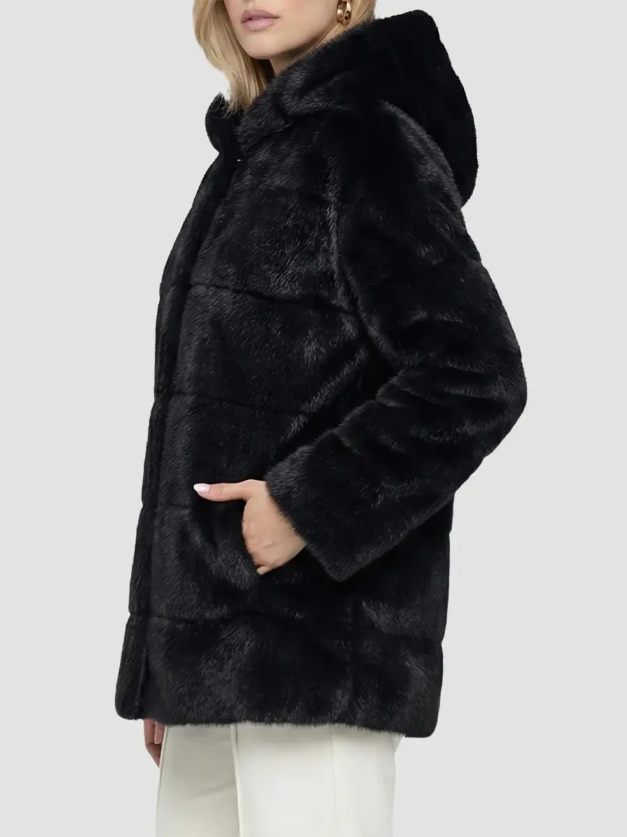Lyla Grant Women's Faux Fur Mink Jacket with Hood | Thumbnail 4 Lyla Grant Women's Faux Fur Mink Jacket with Hood | Thumbnail 4