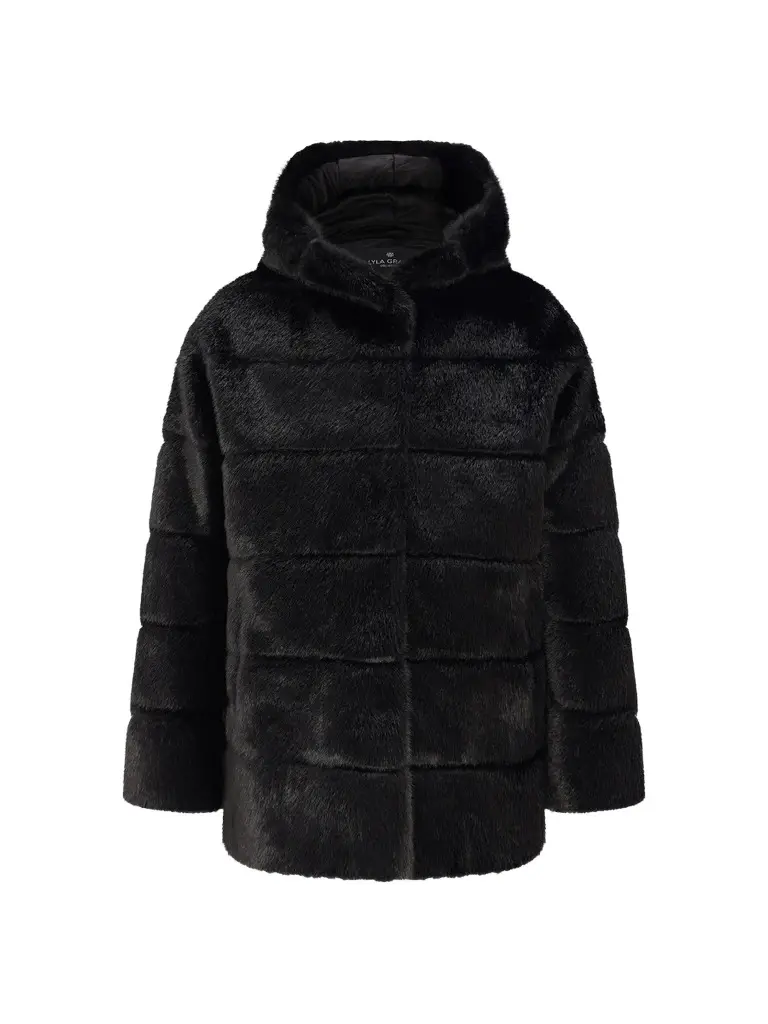 Lyla Grant Women's Faux Fur Mink Jacket with Hood