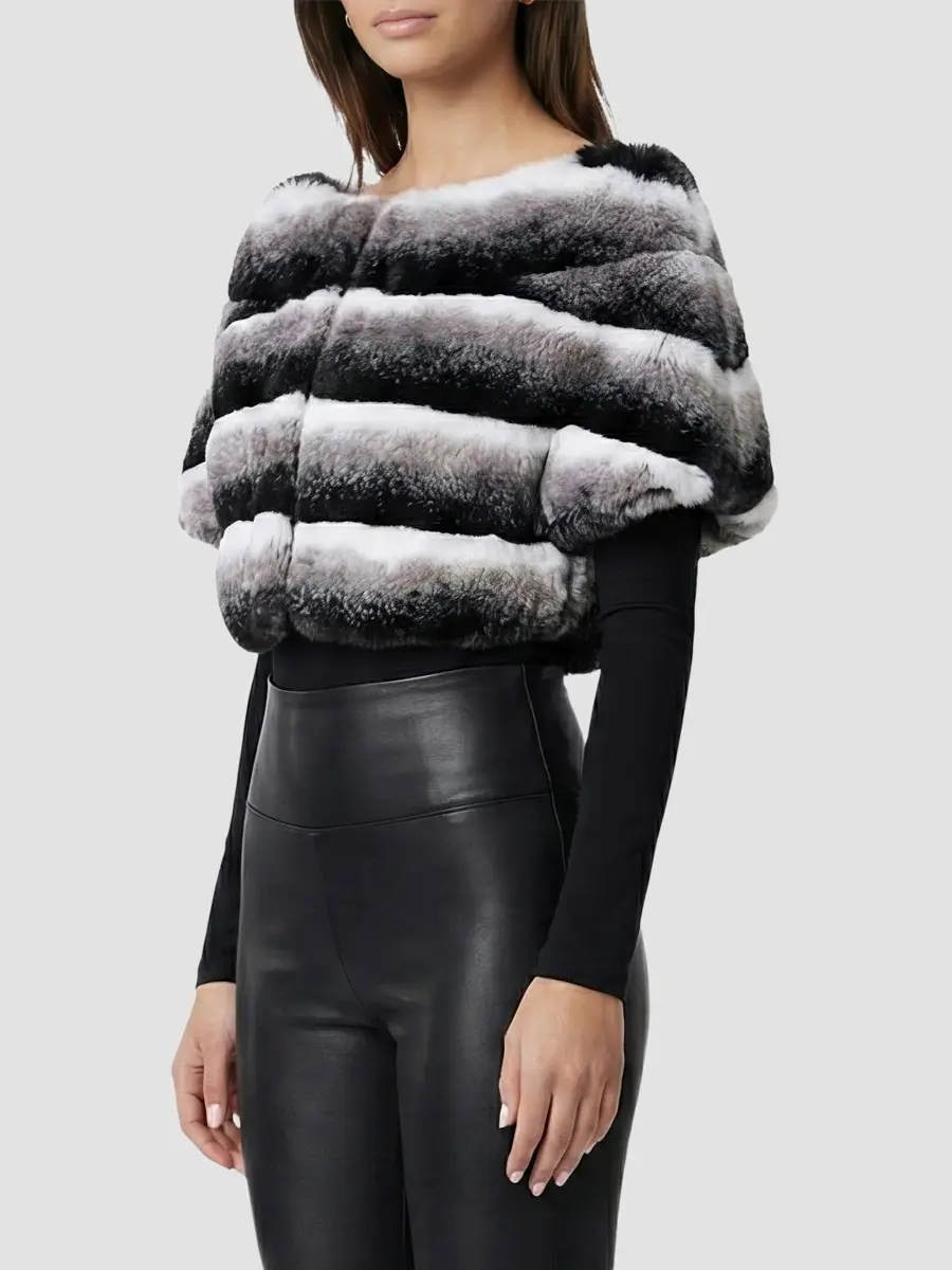 Lyla Grant Women's Faux Fur Chinchilla Stole Coat | Thumbnail 4 Lyla Grant Women's Faux Fur Chinchilla Stole Coat | Thumbnail 4