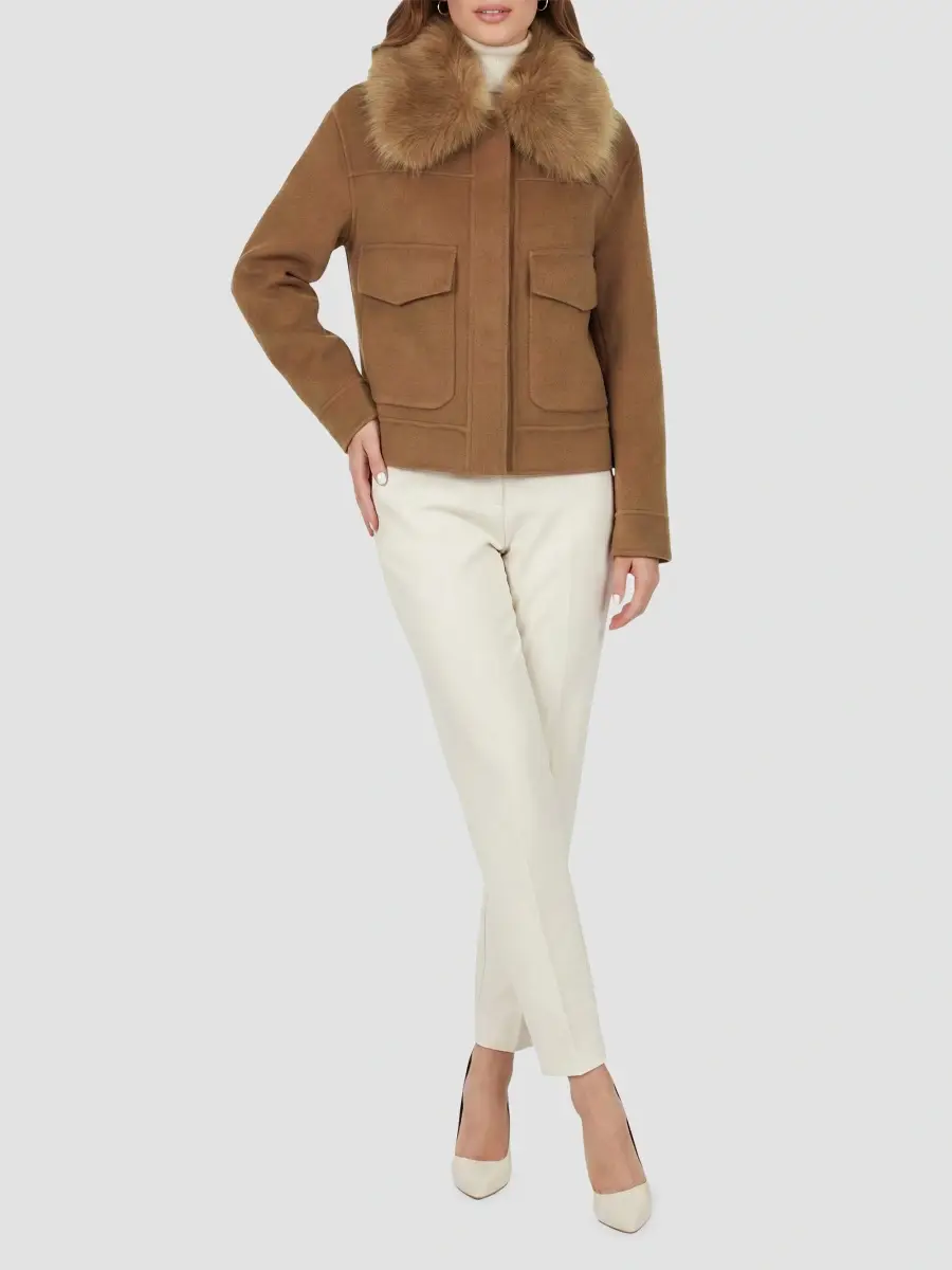 Gorski Women's Select Cashmere and Wool Blend Jacket with Detachable Goat Collar | Thumbnail 2 Gorski Women's Select Cashmere and Wool Blend Jacket with Detachable Goat Collar | Thumbnail 2