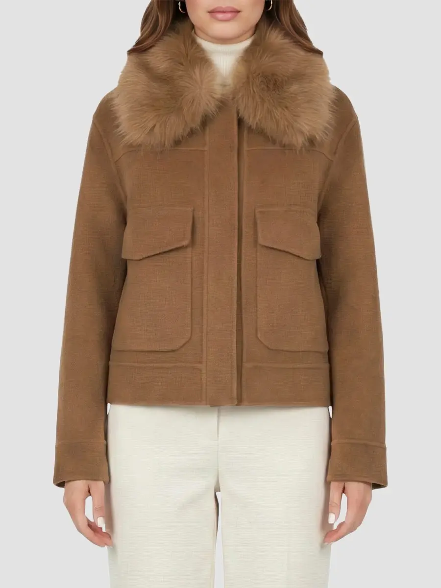 Gorski Women's Select Cashmere and Wool Blend Jacket with Detachable Goat Collar | Thumbnail 3 Gorski Women's Select Cashmere and Wool Blend Jacket with Detachable Goat Collar | Thumbnail 3