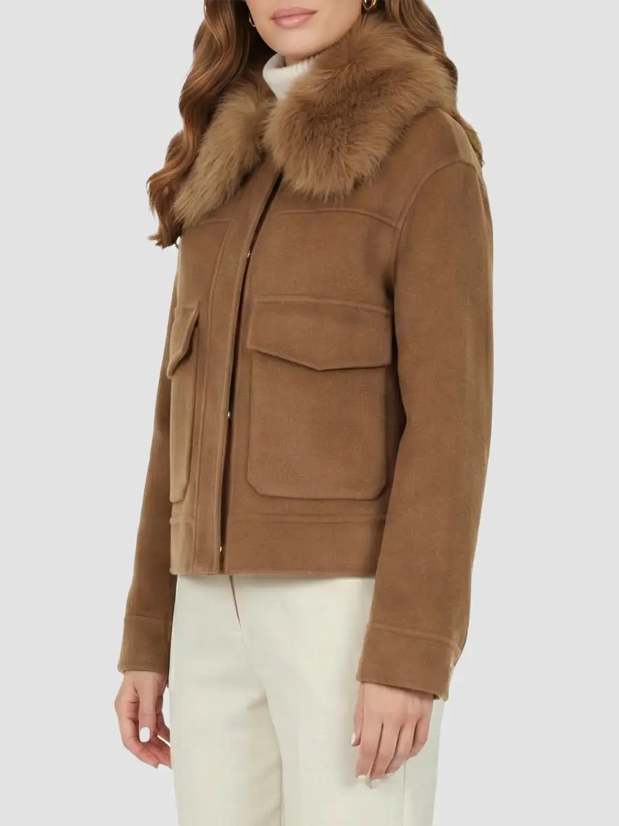 Gorski Women's Select Cashmere and Wool Blend Jacket with Detachable Goat Collar | Thumbnail 4 Gorski Women's Select Cashmere and Wool Blend Jacket with Detachable Goat Collar | Thumbnail 4