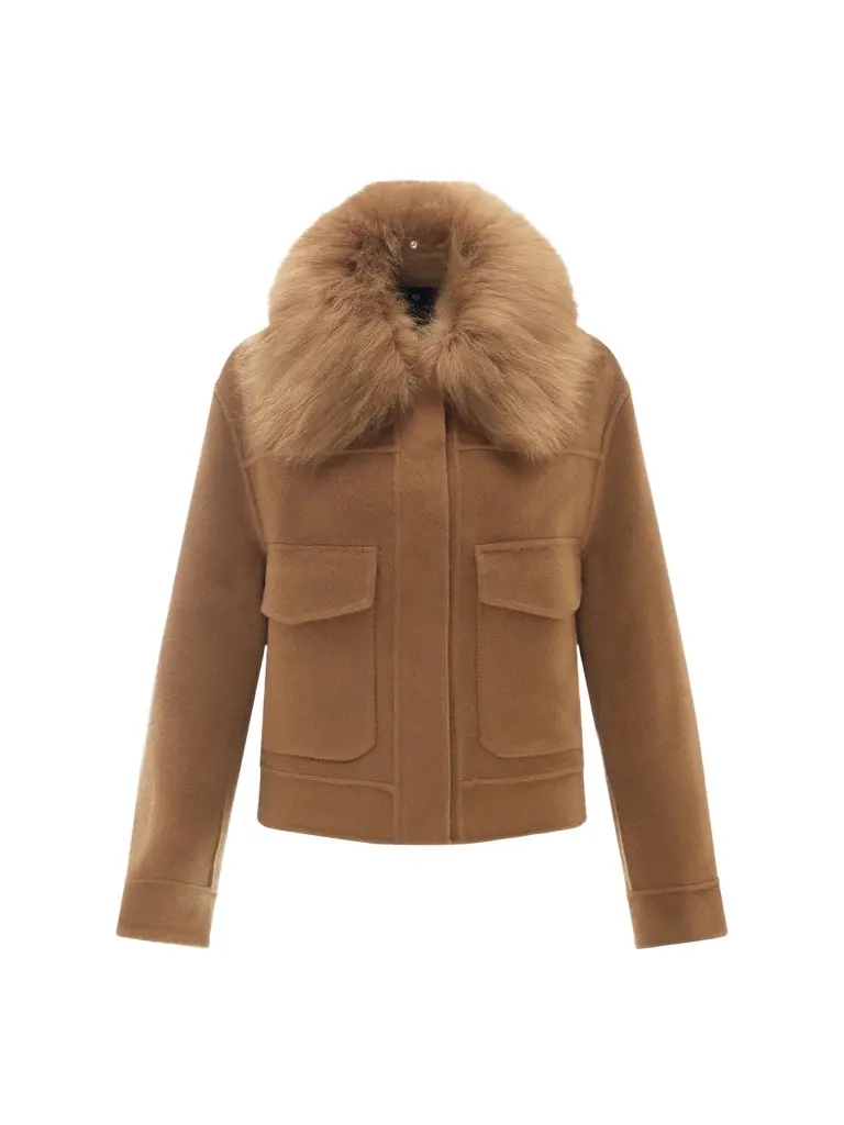 Gorski Women's Select Cashmere and Wool Blend Jacket with Detachable Goat Collar