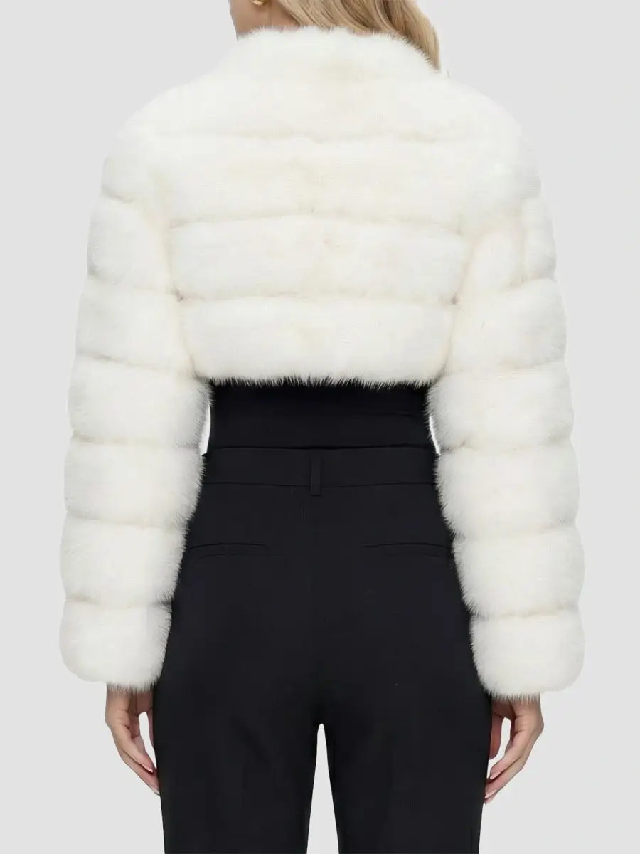 Lyla Grant Women's Faux Fur Fox Bolero Coat with Rhinestones | Thumbnail 5