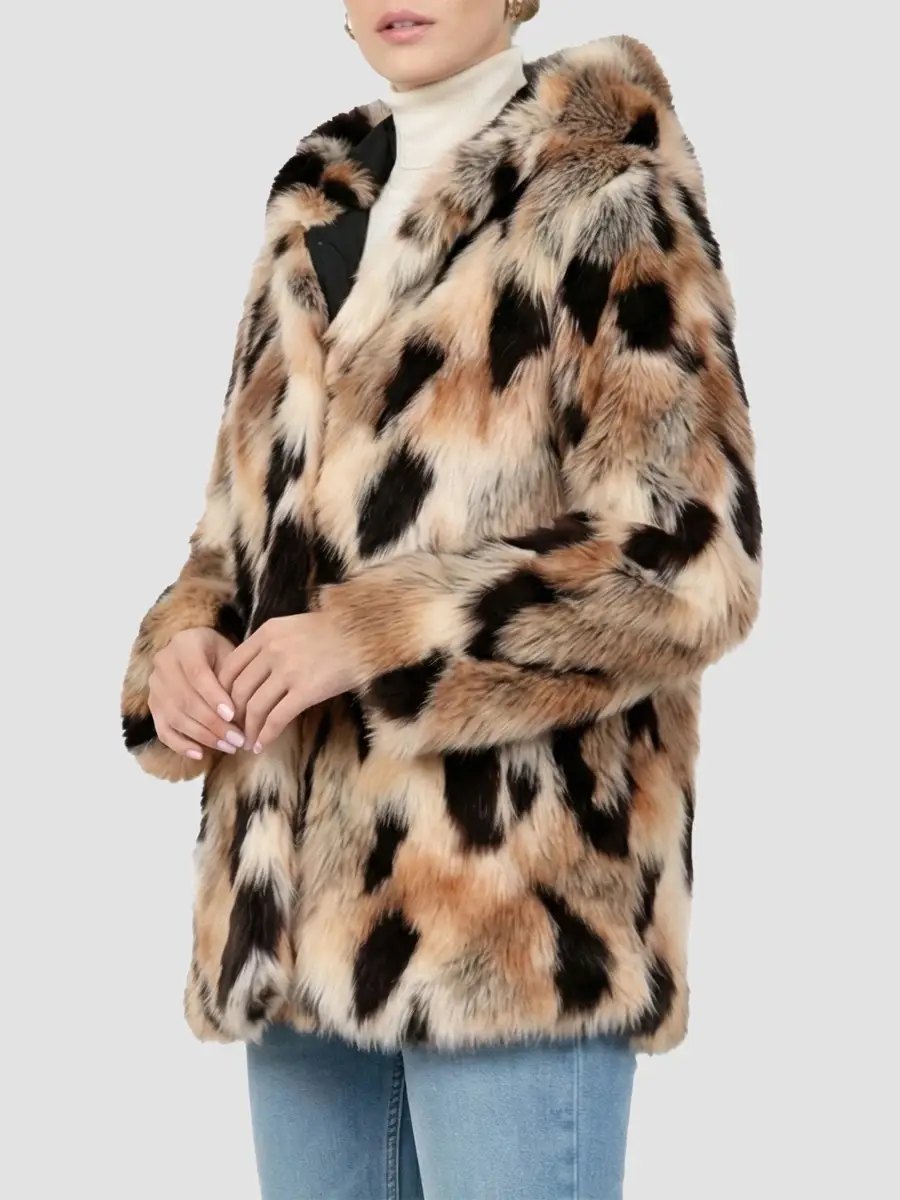 Lyla Grant Women's Faux Fur Fox Coat, Hood | Thumbnail 4 Lyla Grant Women's Faux Fur Fox Coat, Hood | Thumbnail 4
