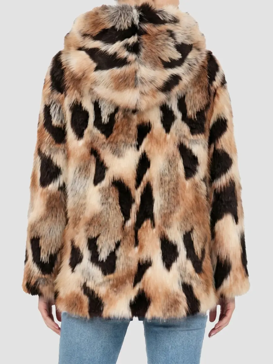 Lyla Grant Women's Faux Fur Fox Coat, Hood | Thumbnail 5 Lyla Grant Women's Faux Fur Fox Coat, Hood | Thumbnail 5