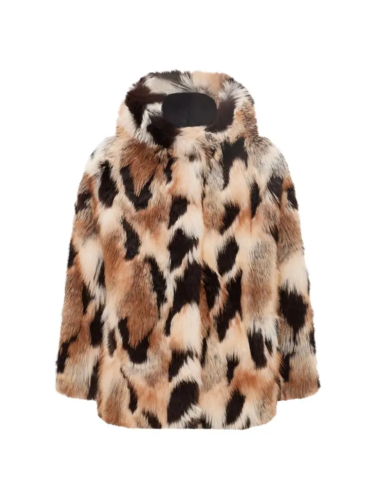 Lyla Grant Women's Faux Fur Fox Coat, Hood