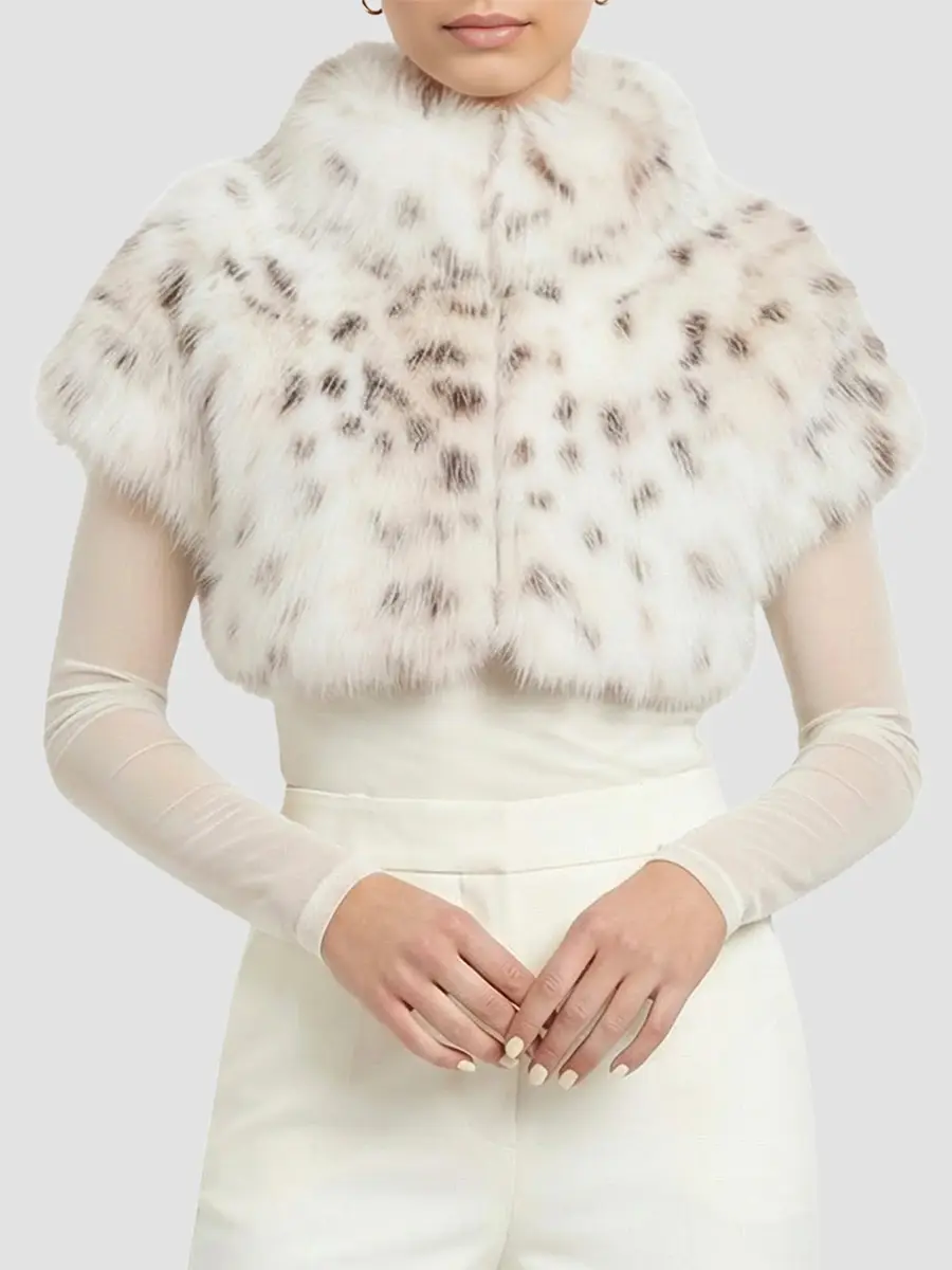 Lyla Grant Women's Faux Fur Lynx Belly Bolero Coat | Thumbnail 3 Lyla Grant Women's Faux Fur Lynx Belly Bolero Coat | Thumbnail 3