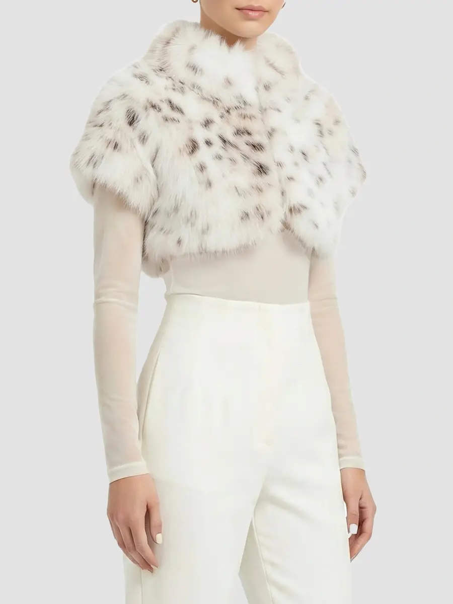 Lyla Grant Women's Faux Fur Lynx Belly Bolero Coat | Thumbnail 4 Lyla Grant Women's Faux Fur Lynx Belly Bolero Coat | Thumbnail 4