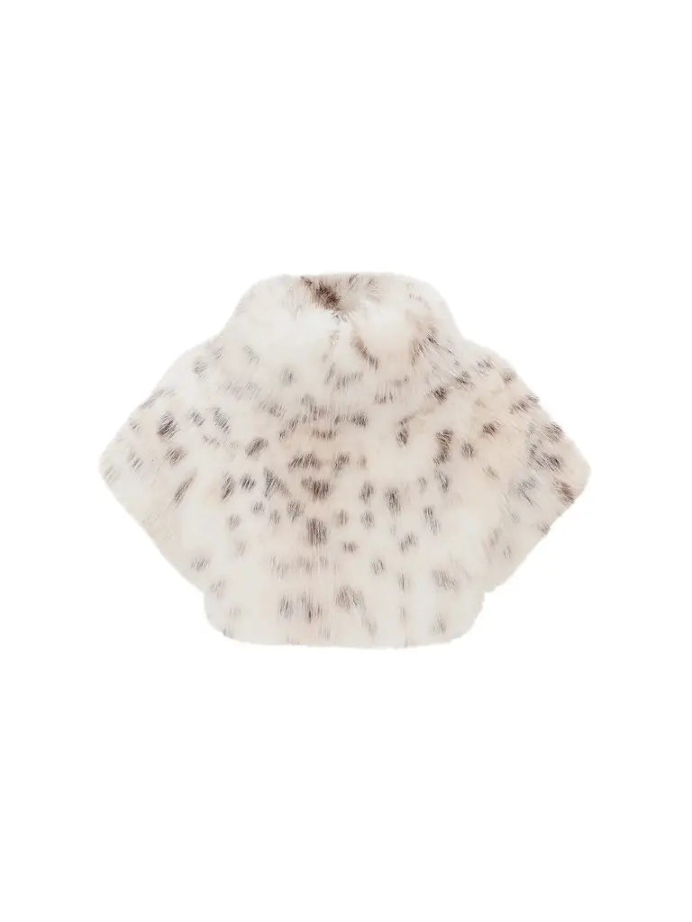 Lyla Grant Women's Faux Fur Lynx Belly Bolero Coat