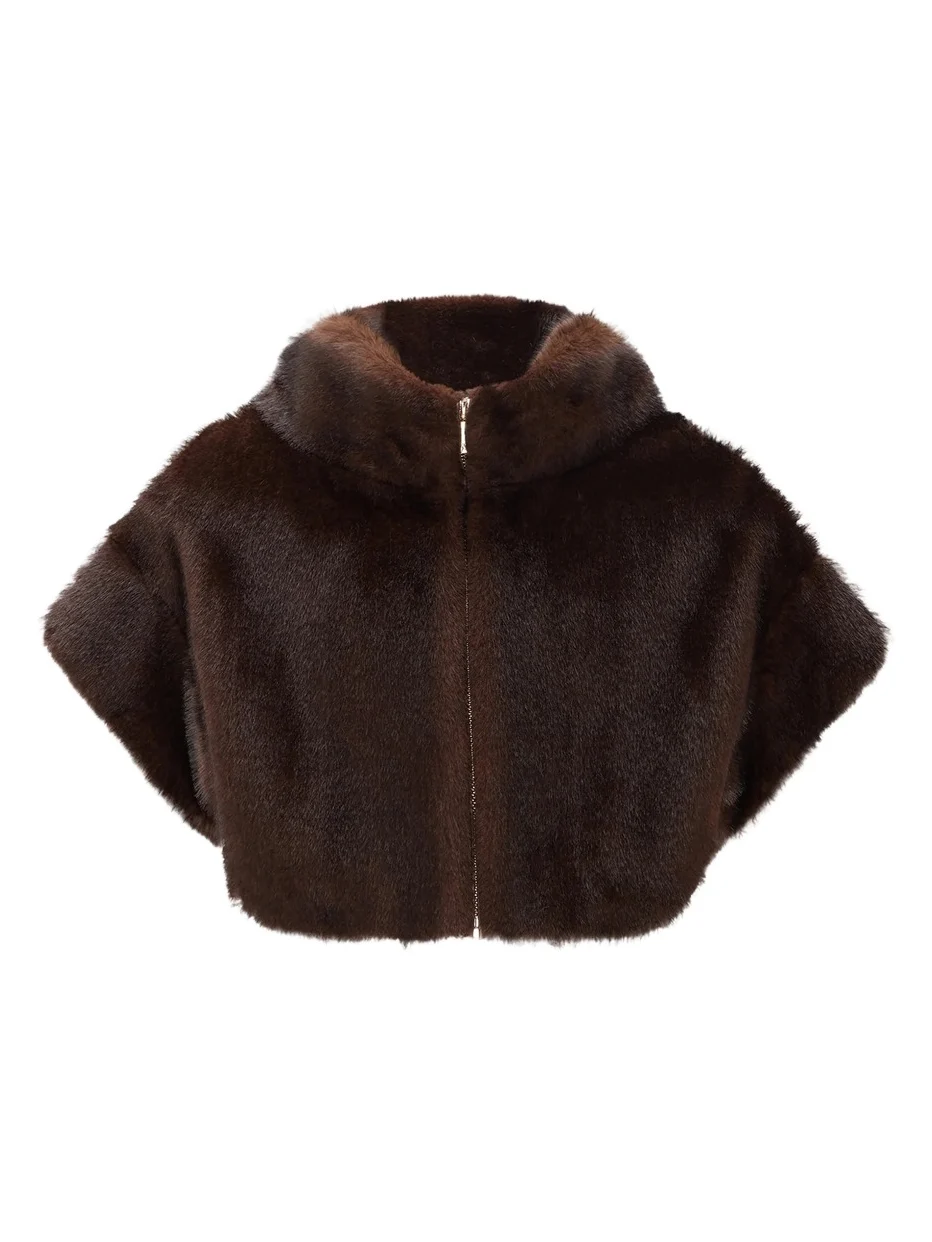 Lyla Grant Women's Fur-Free Mink (Faux Fur) Bolero, Short Sleeves