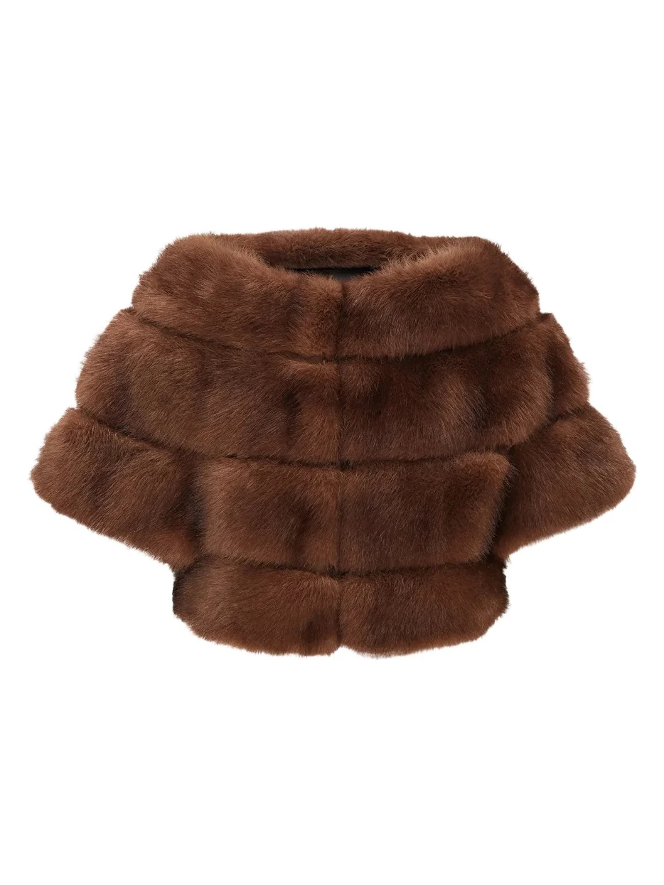 Women's Faux Fur Chinchilla Stole Coat Women's Faux Fur Chinchilla Stole Coat