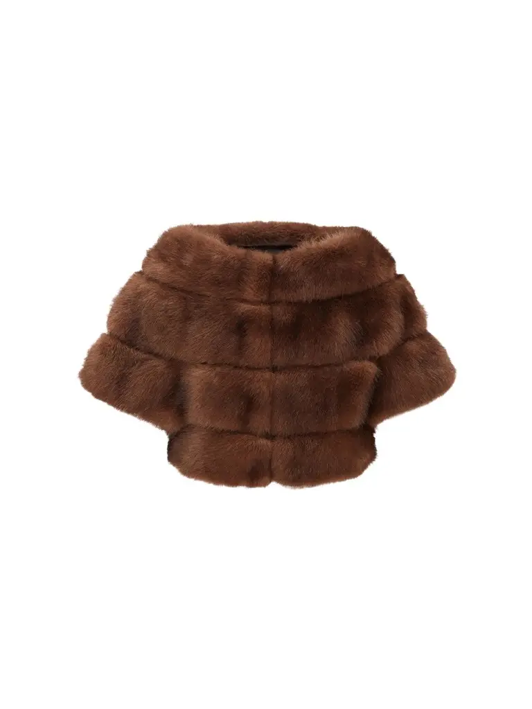 Lyla Grant Women's Faux Fur Chinchilla Stole Coat