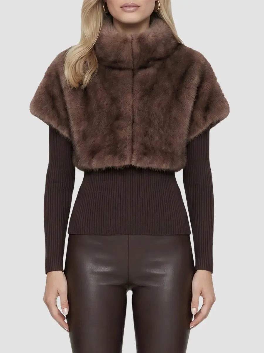 Lyla Grant Women's Fur-Free Sable (Faux Fur) Bolero, Short Sleeves | Thumbnail 3 Lyla Grant Women's Fur-Free Sable (Faux Fur) Bolero, Short Sleeves | Thumbnail 3