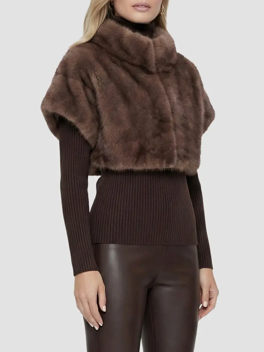 Lyla Grant Women's Fur-Free Sable (Faux Fur) Bolero, Short Sleeves | Thumbnail 4 Lyla Grant Women's Fur-Free Sable (Faux Fur) Bolero, Short Sleeves | Thumbnail 4