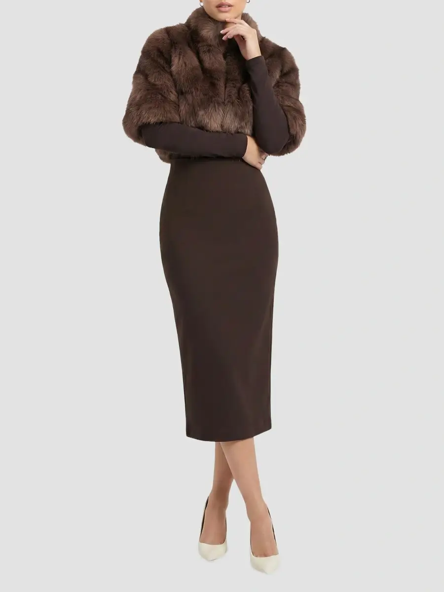 Lyla Grant Women's Faux Fur Fox Bolero Coat | Thumbnail 2