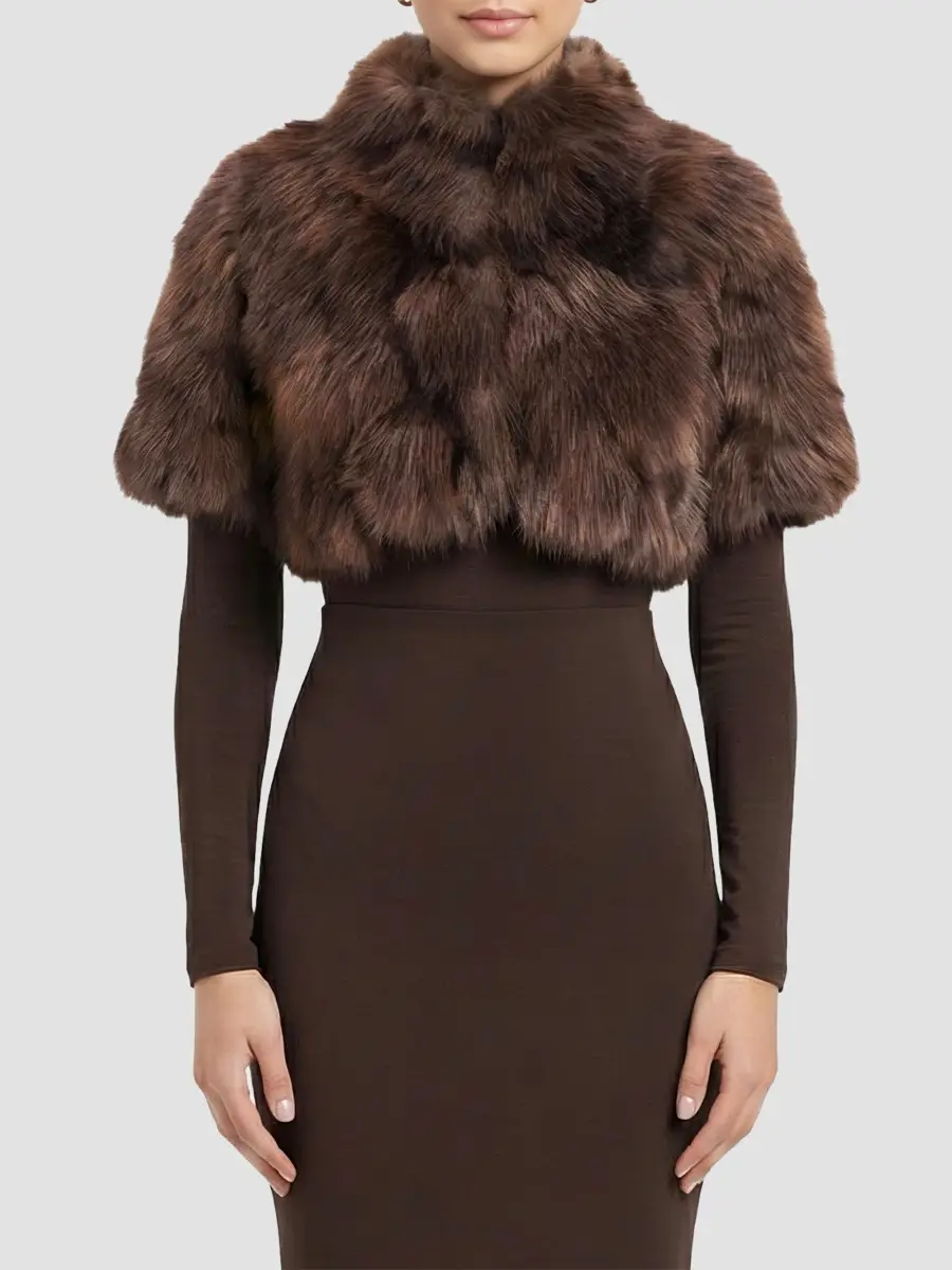 Lyla Grant Women's Faux Fur Fox Bolero Coat | Thumbnail 3