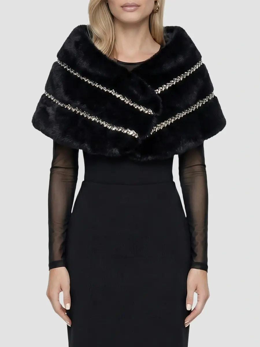 Lyla Grant Women's Stole with Rhinestone Inserts | Thumbnail 3 Lyla Grant Women's Stole with Rhinestone Inserts | Thumbnail 3