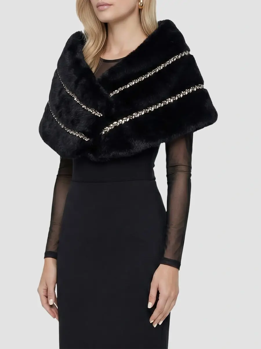 Lyla Grant Women's Stole with Rhinestone Inserts | Thumbnail 4 Lyla Grant Women's Stole with Rhinestone Inserts | Thumbnail 4