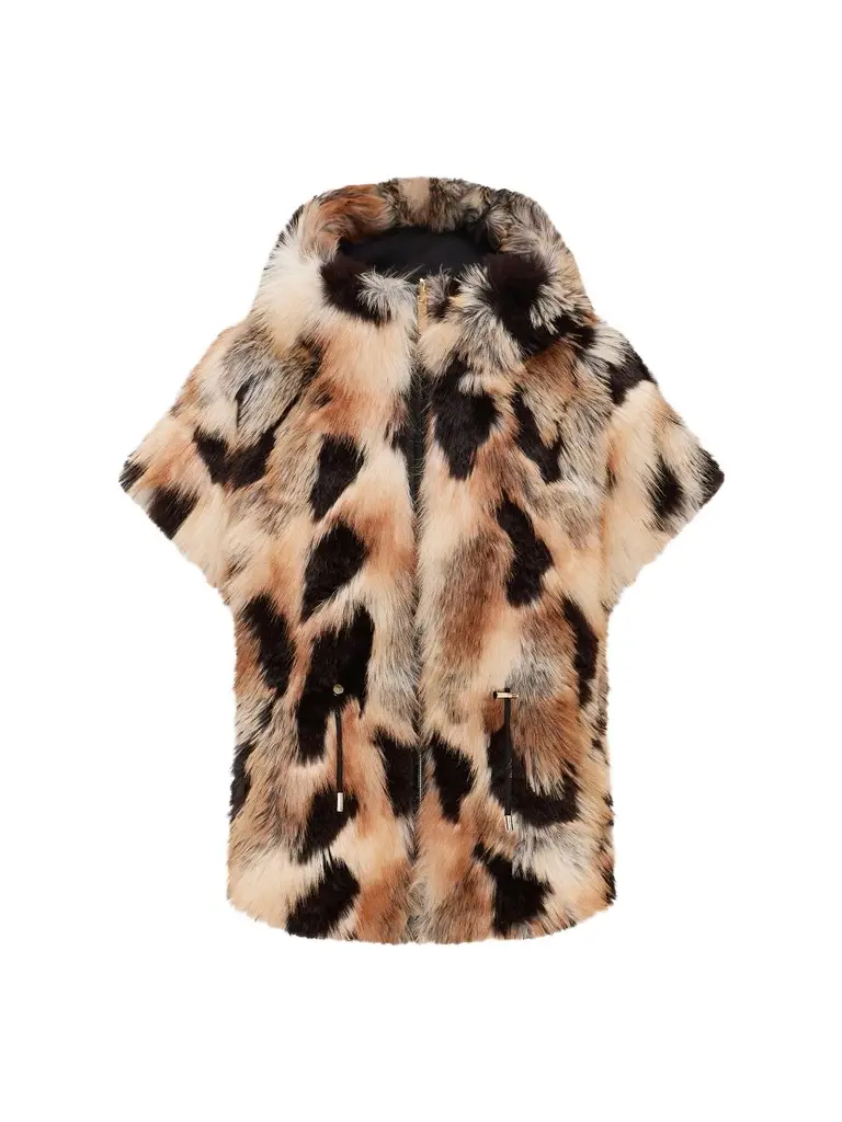 Lyla Grant Women's Faux Fur Fox Reversible Hooded Vest